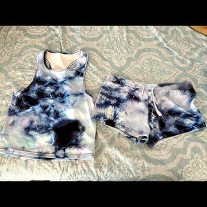 Blue Tie Dye Crop top & shorts